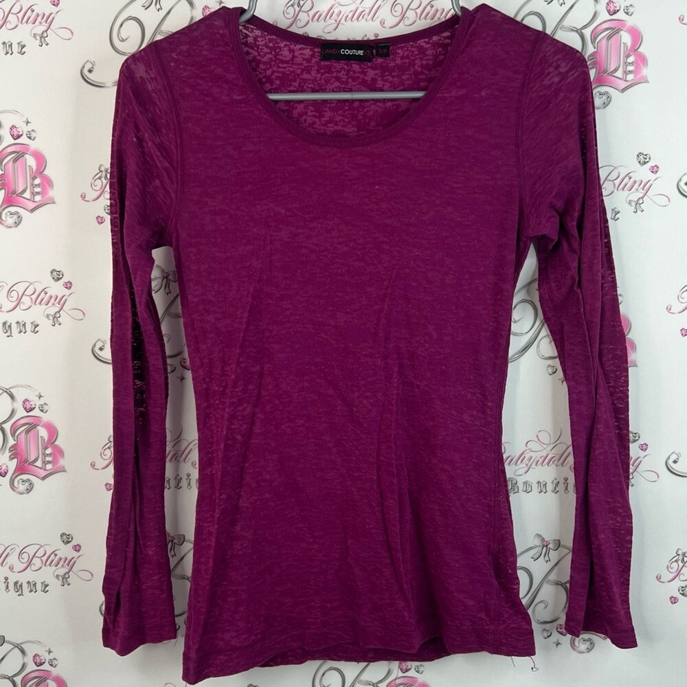 Candy couture long sleeve abstract pattern Women's Purple Long Sleeve Top